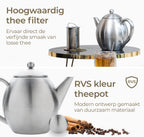 VAJA Valerie theepot RVS, detail van de tuit die niet druppelt